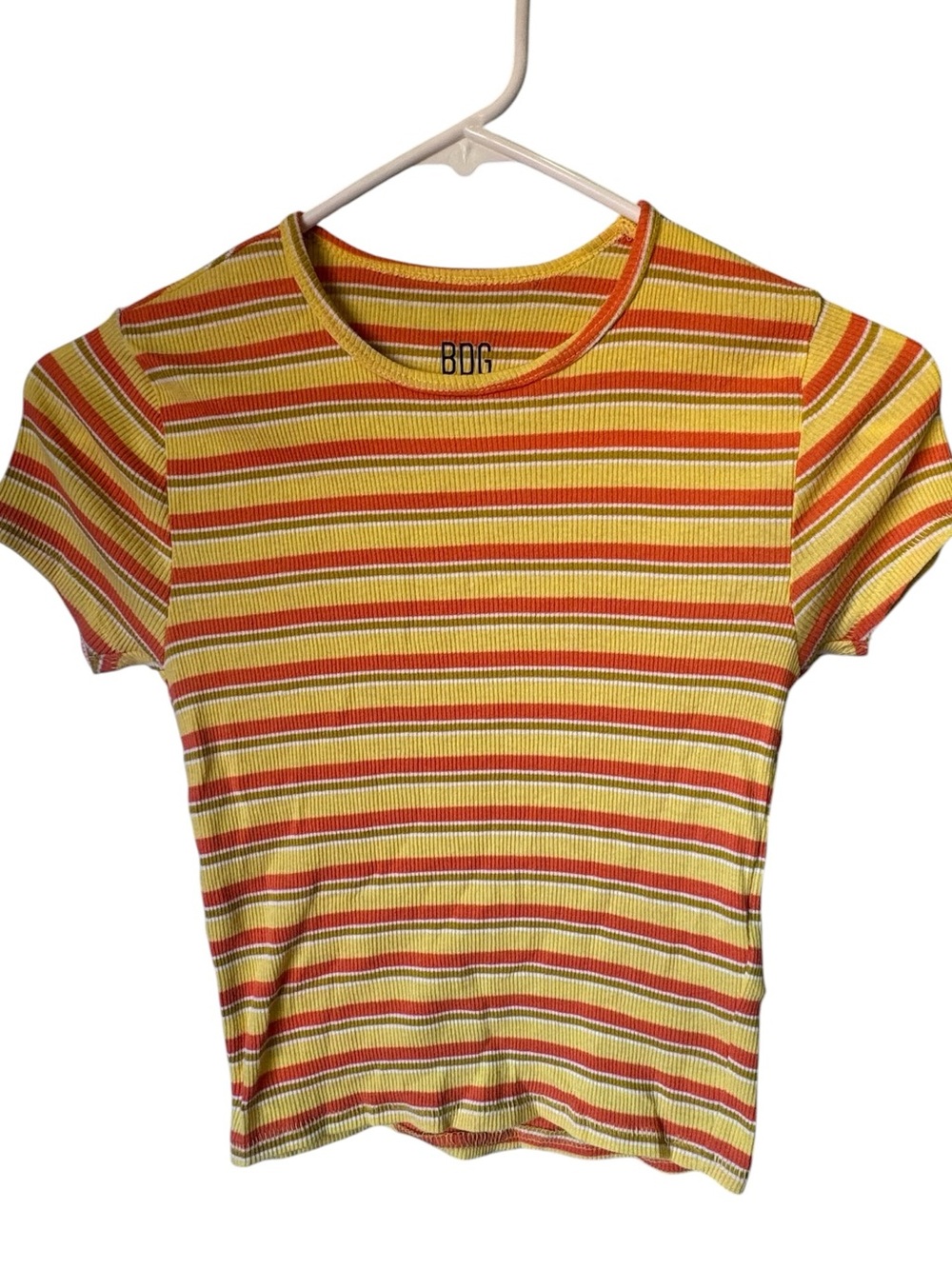 BDG Urban Outfitters RetroYellow Striped Ribbed Short Sleeve Tee Women’s S MINTY